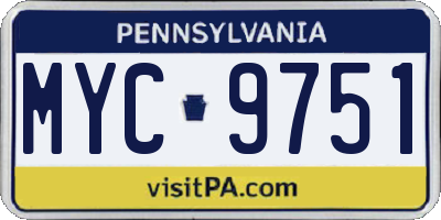 PA license plate MYC9751