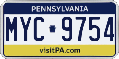 PA license plate MYC9754