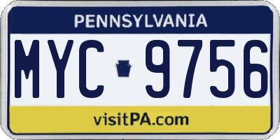 PA license plate MYC9756