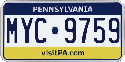 PA license plate MYC9759