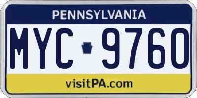 PA license plate MYC9760