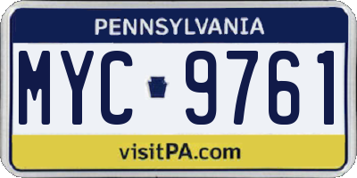 PA license plate MYC9761
