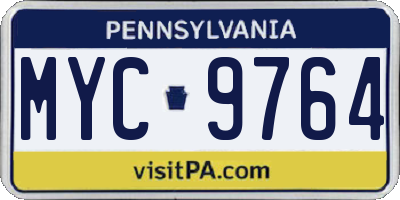 PA license plate MYC9764