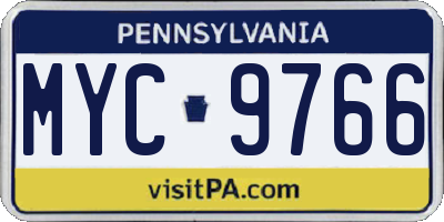 PA license plate MYC9766