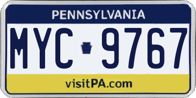 PA license plate MYC9767