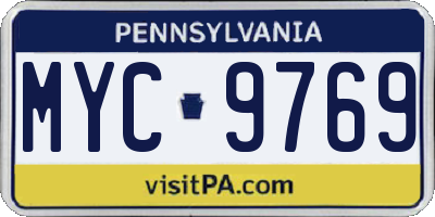 PA license plate MYC9769