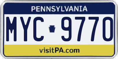 PA license plate MYC9770