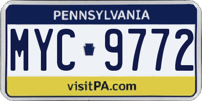 PA license plate MYC9772