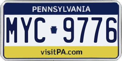 PA license plate MYC9776