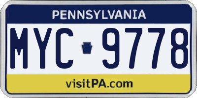 PA license plate MYC9778