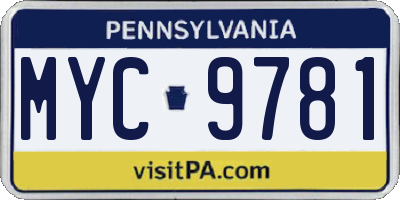 PA license plate MYC9781