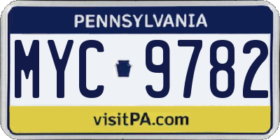 PA license plate MYC9782