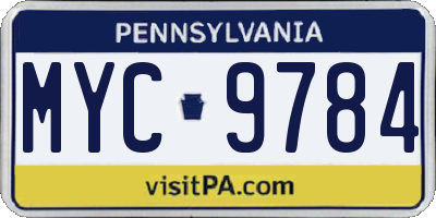 PA license plate MYC9784