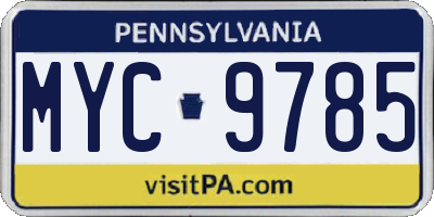 PA license plate MYC9785