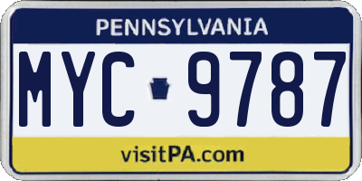 PA license plate MYC9787