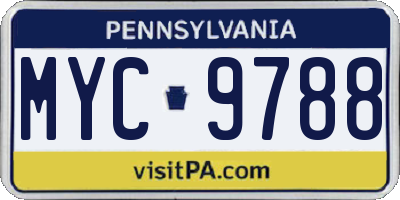 PA license plate MYC9788