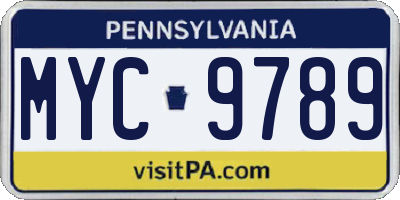 PA license plate MYC9789