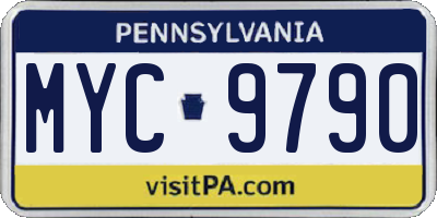 PA license plate MYC9790