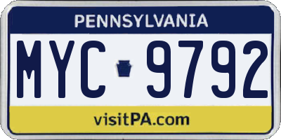 PA license plate MYC9792