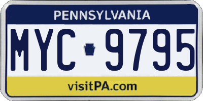 PA license plate MYC9795