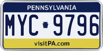 PA license plate MYC9796