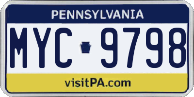 PA license plate MYC9798