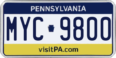 PA license plate MYC9800