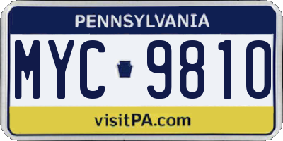 PA license plate MYC9810