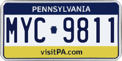 PA license plate MYC9811