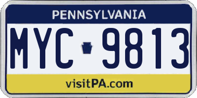 PA license plate MYC9813