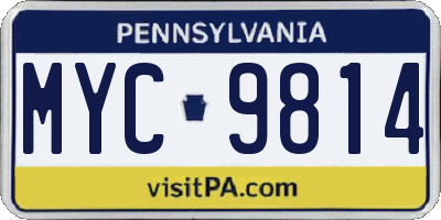 PA license plate MYC9814