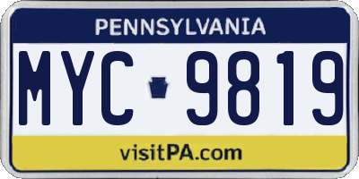 PA license plate MYC9819