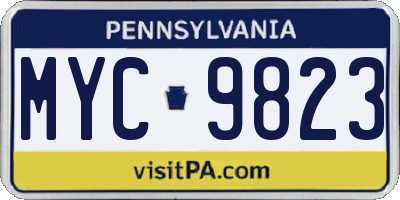 PA license plate MYC9823