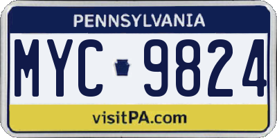 PA license plate MYC9824