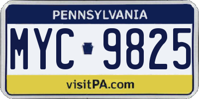 PA license plate MYC9825