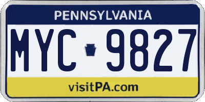 PA license plate MYC9827