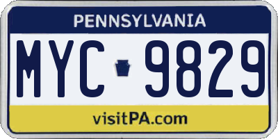 PA license plate MYC9829