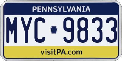 PA license plate MYC9833