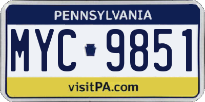 PA license plate MYC9851