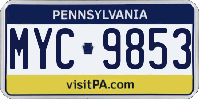 PA license plate MYC9853