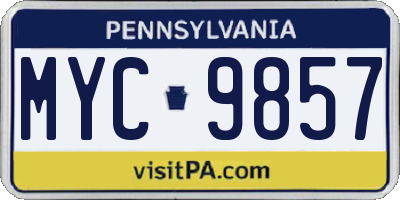 PA license plate MYC9857