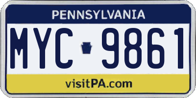 PA license plate MYC9861