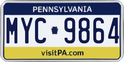 PA license plate MYC9864