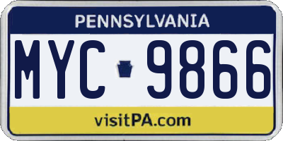 PA license plate MYC9866