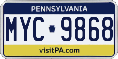 PA license plate MYC9868