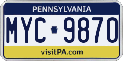 PA license plate MYC9870