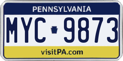 PA license plate MYC9873