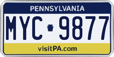 PA license plate MYC9877