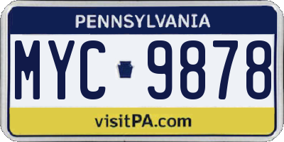 PA license plate MYC9878