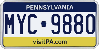 PA license plate MYC9880